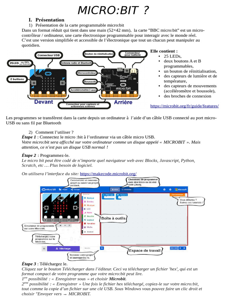 Guide d'utilisation du micro:bit | PDF | USB | Ingénierie informatique