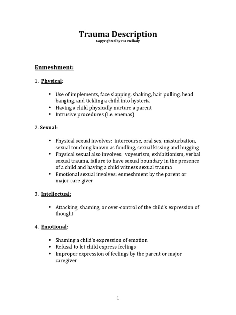 Trauma Description 6 2014 | PDF | Psychological Trauma | Child Neglect