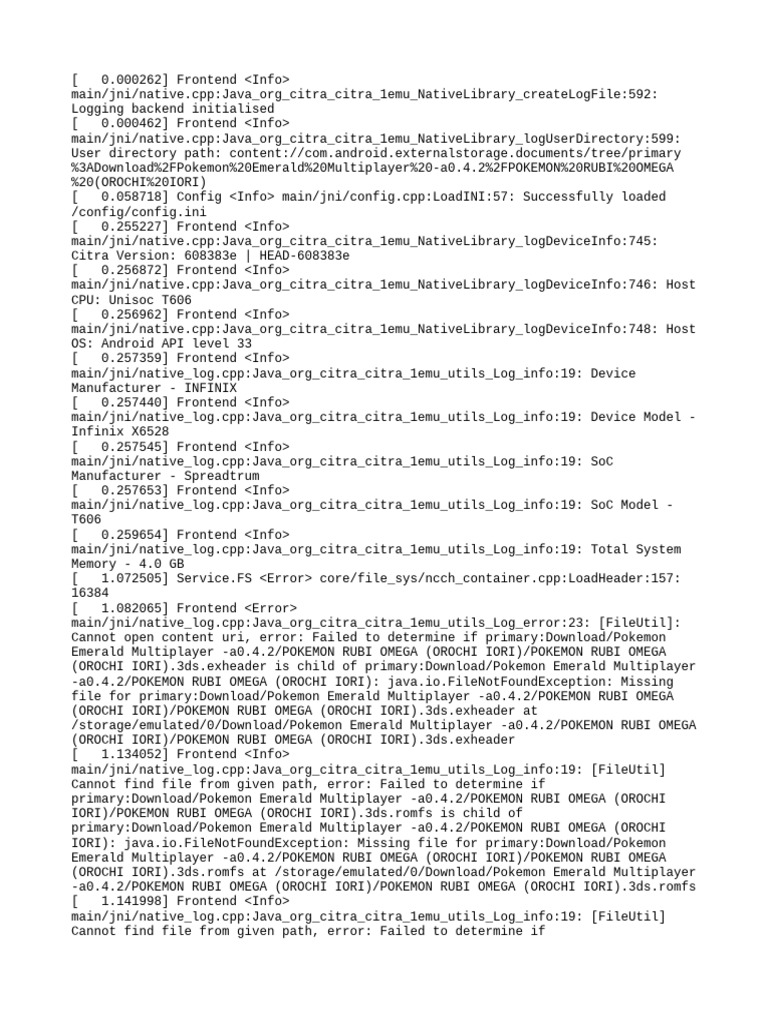 Citra Emulator Log Analysis | PDF | Computing | Computer Architecture