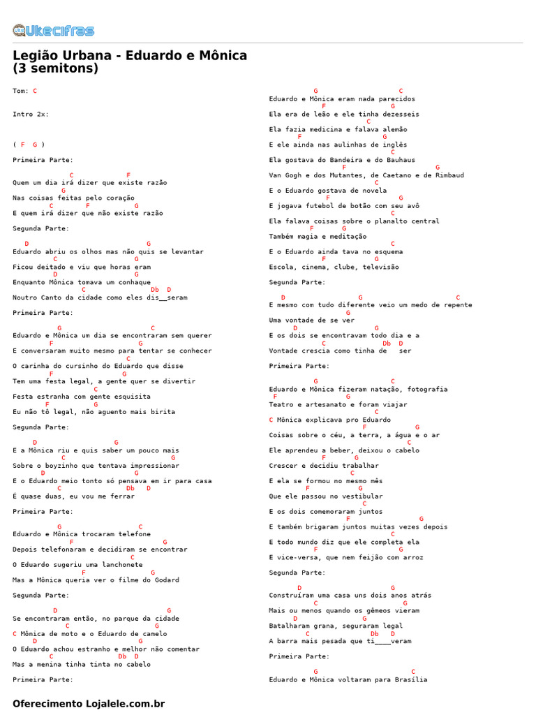 Legião Urbana - Eduardo e Mônica (Uke Cifras) (1) - 240909 - 143933 | PDF