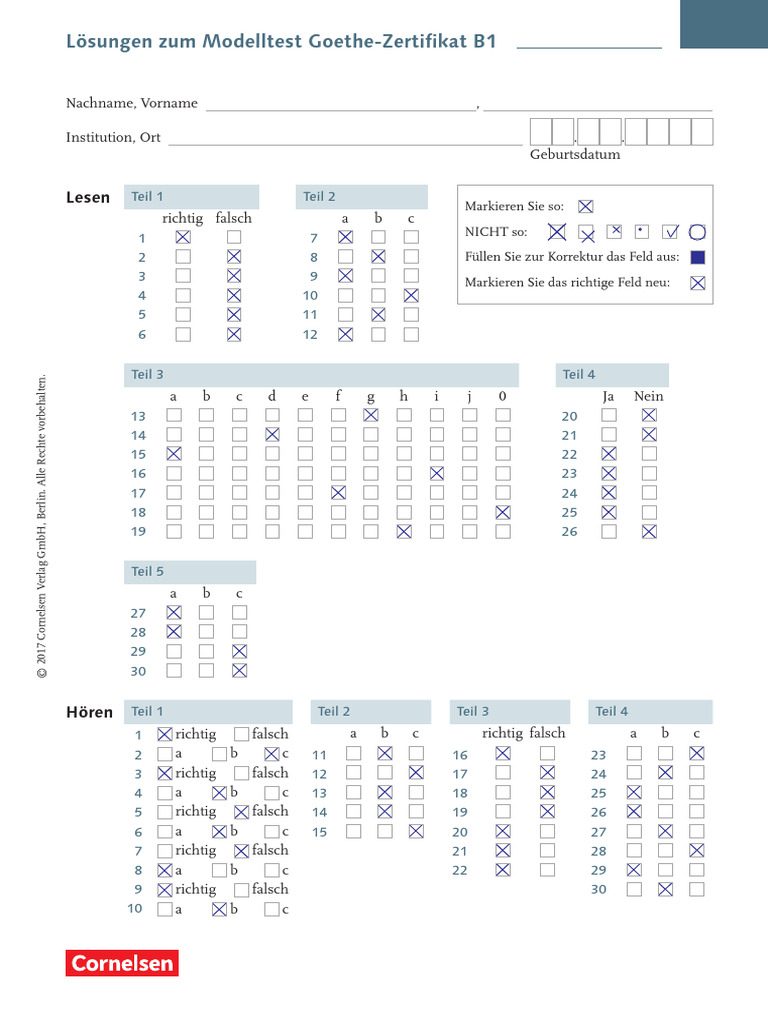 Loesungen DaF Modelltest Goethe B1 | PDF