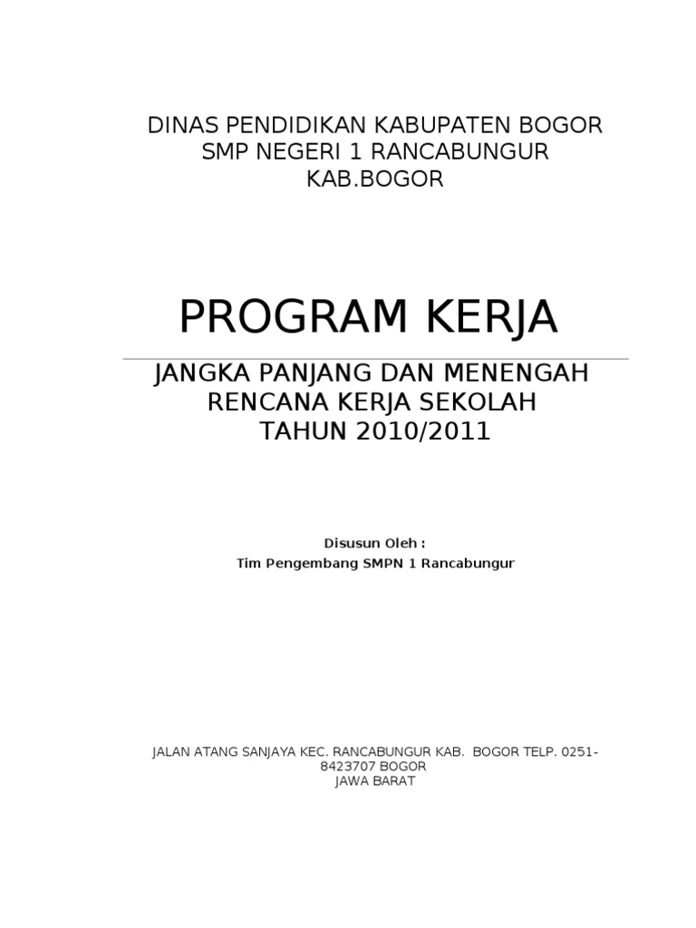 Program Kerja Jangka Pendek Menengah Dan Panjang Kepala Sekolah Tk Kumpulan Kerjaan