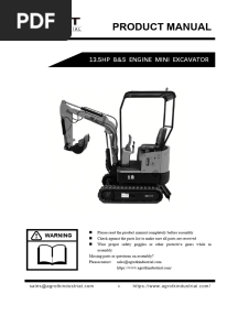 Manual AGT 13.5HP B&S ENGINE MINI EXCAVATOR