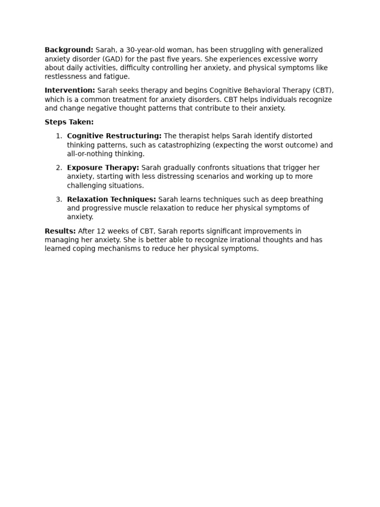 CBT for Generalized Anxiety Disorder | PDF