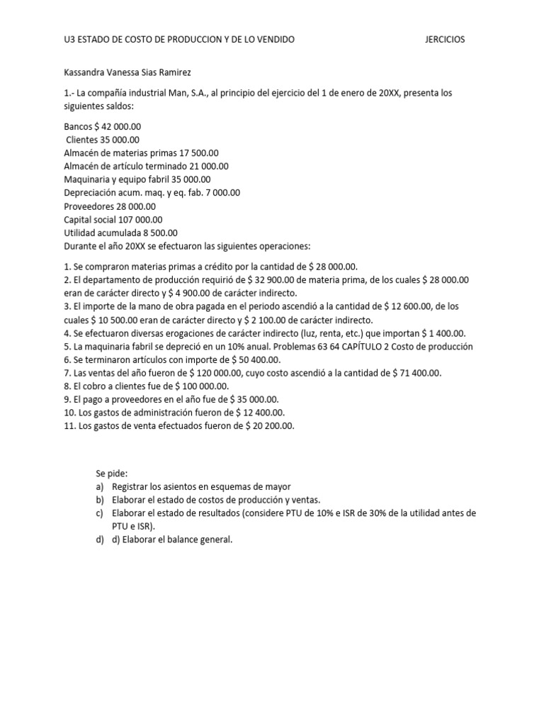 Estado de Costos y Resultados Empresariales | PDF