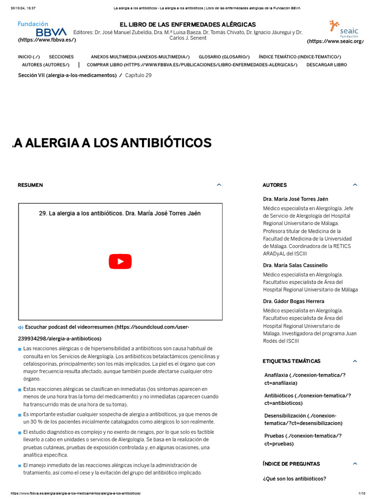 La Alergia A Los Antibióticos - Fundación BBVA | PDF | Alergia | Penicilina