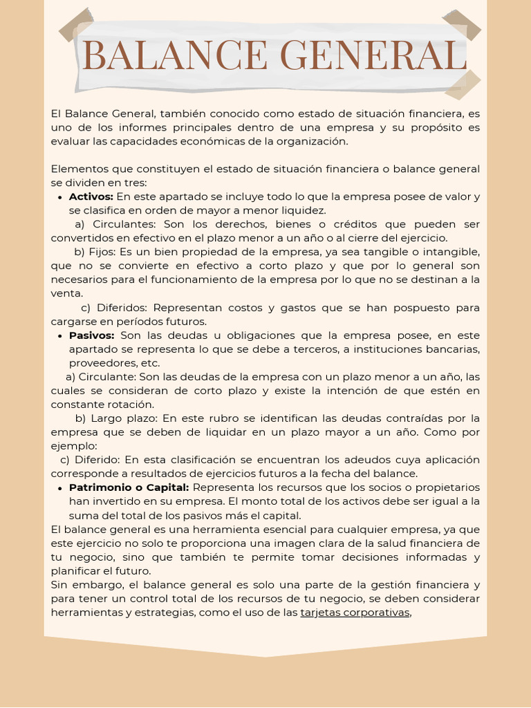 Tipos y Funciones del Balance General | PDF | Hoja de balance | Business