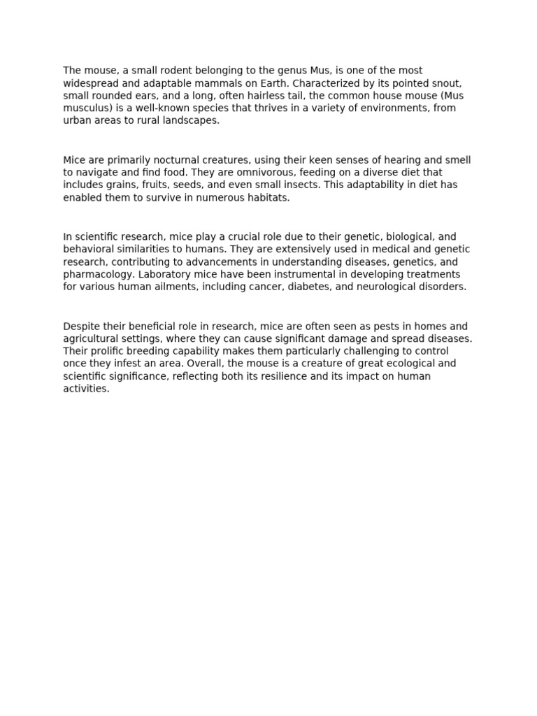 Importance of Mice in Ecology and Research | PDF