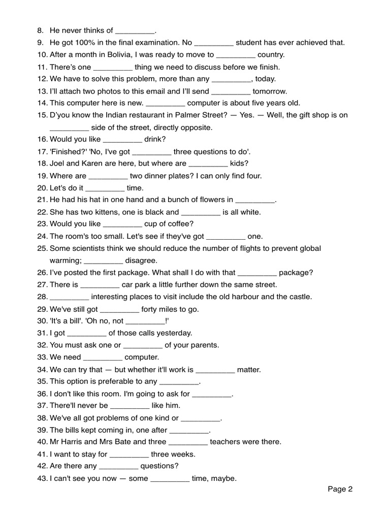 Fill-in-the-Blank English Exercises | PDF