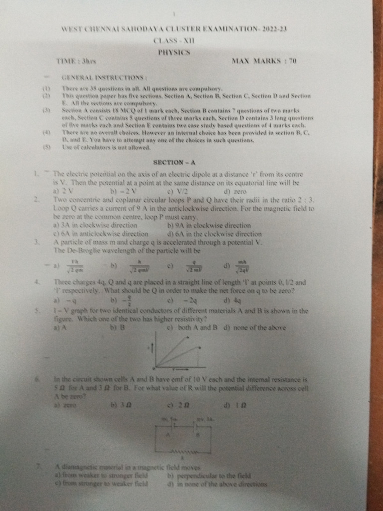 Physics Exam Paper 2022-23 | PDF | P–N Junction | Diffraction