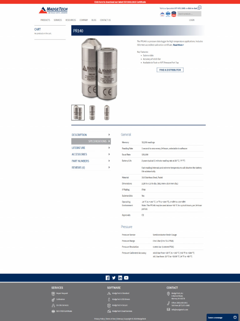 PR140 Pressure Data Logger MadgeTech-12-06-2024 - 09 - 02 - AM | PDF