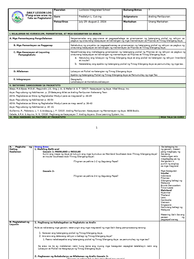 Q1 - LE - AP 7 - Lesson 5 - Week 1 - EDITED | PDF