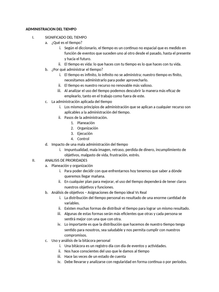 Administracion Del Tiempo | PDF | Planificación | Archivo de computadora