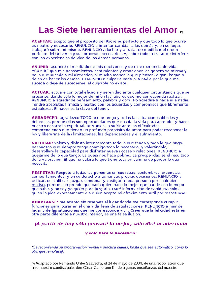 Siete Herramientas para Amar Conscientemente | PDF | Amor | Mente