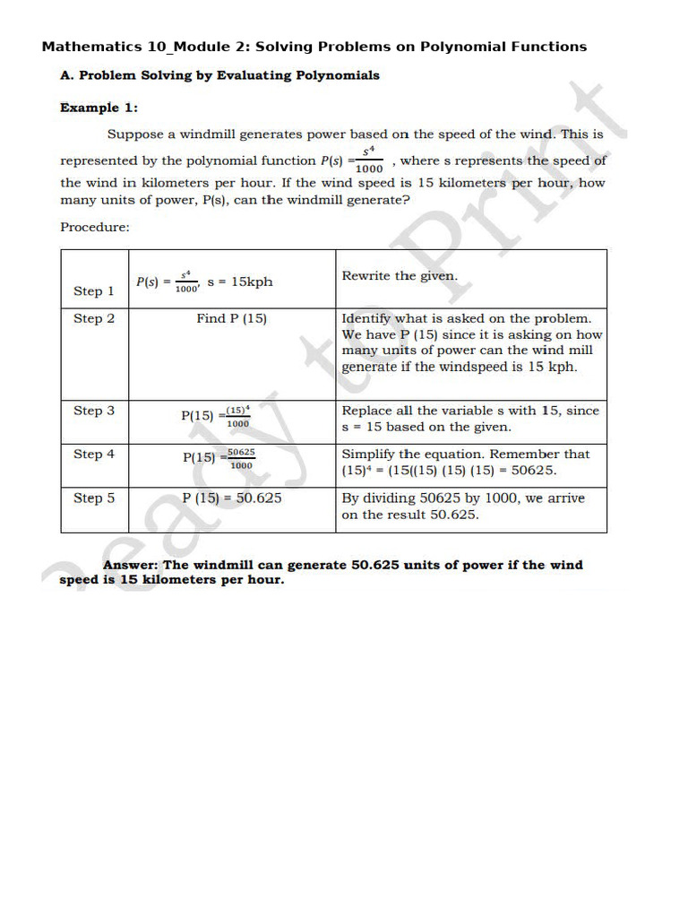 Polynomial Functions Problem Solving | PDF