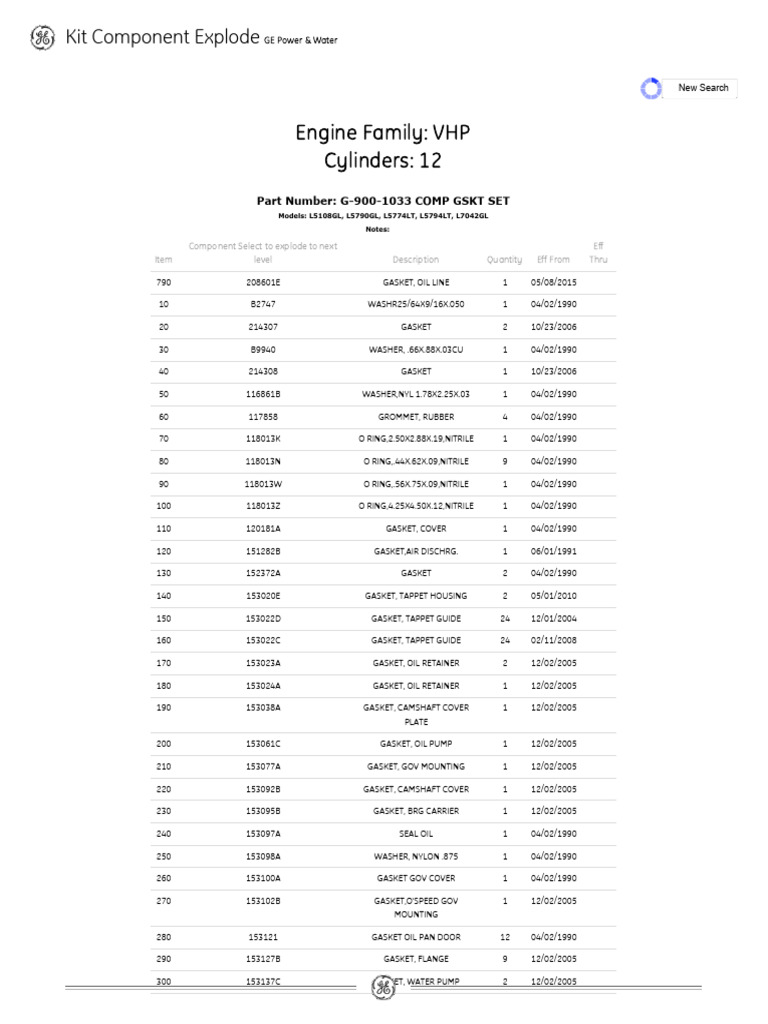 Engine Family: VHP Cylinders: 12: Kit Component Explode | PDF ...