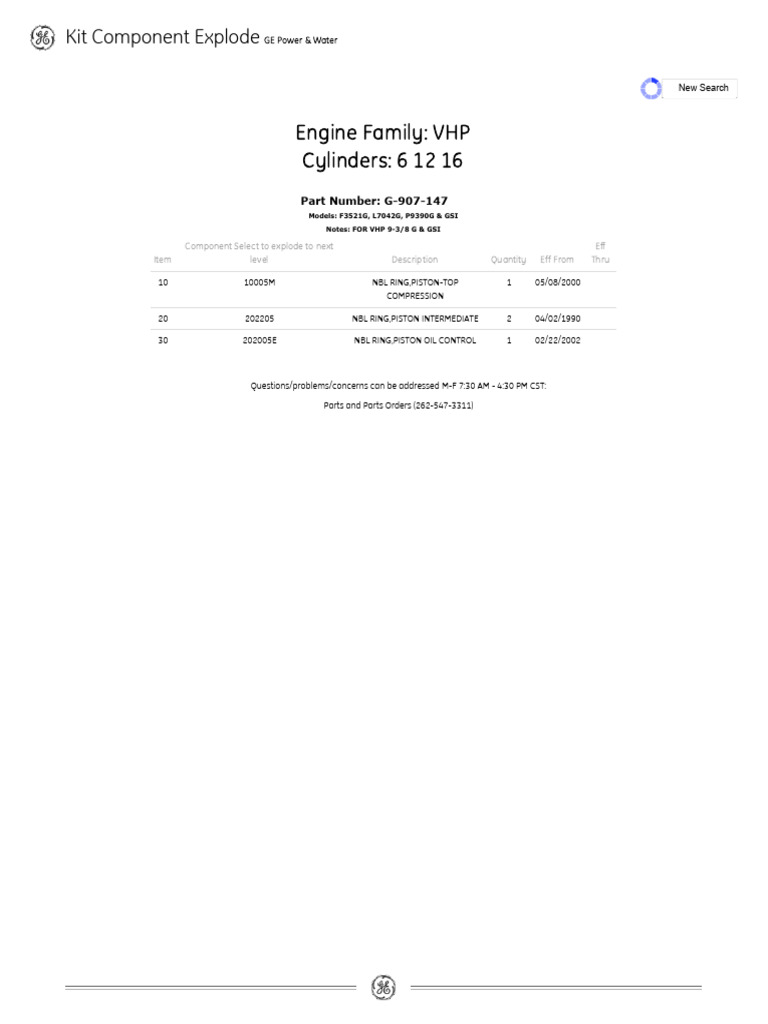 Engine Family: VHP Cylinders: 6 12 16: Kit Component Explode | PDF