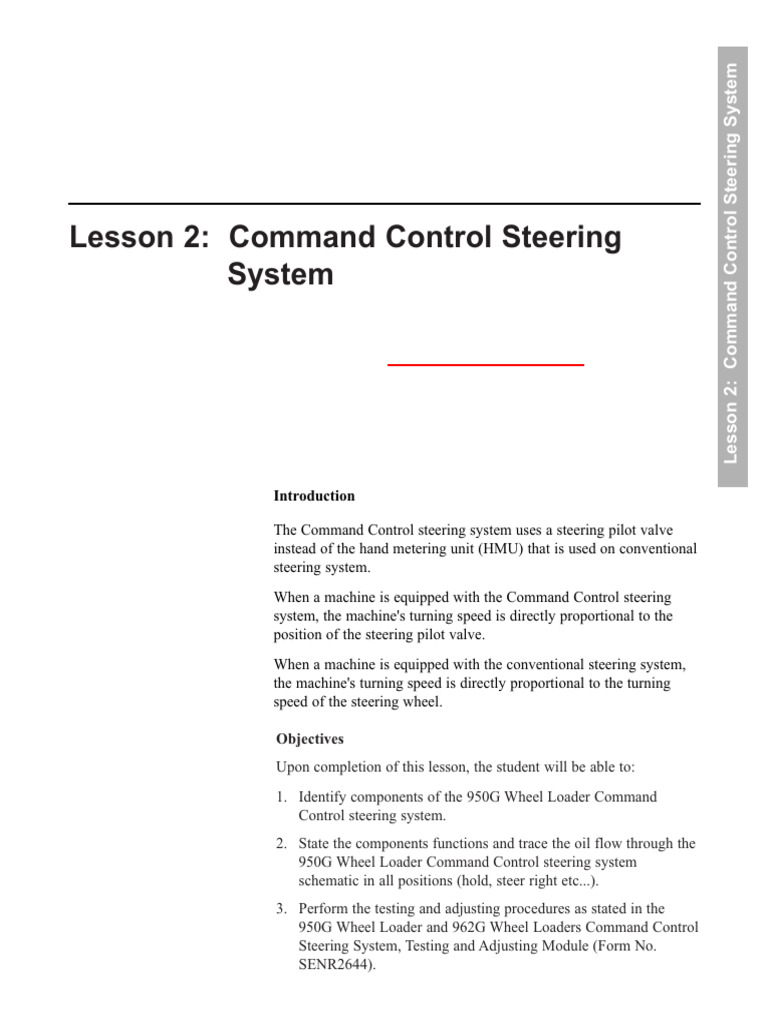 950G Wheel Loader Steering System Guide | PDF | Valve | Pump