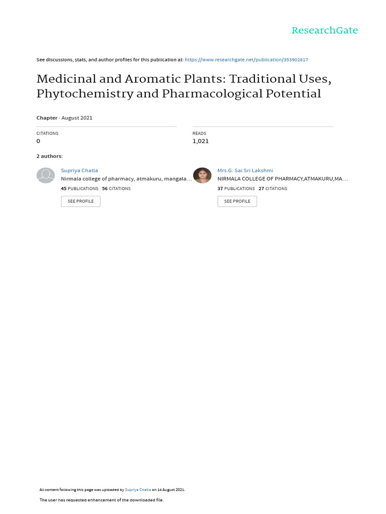 Medicinal and Aromatic Plants Traditional Uses Phytochemistry and ...