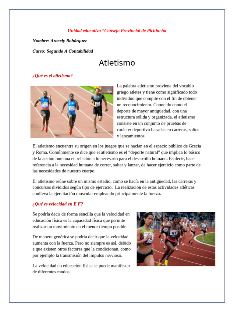 El Atletismo | PDF | Deporte del atletismo | Corriendo