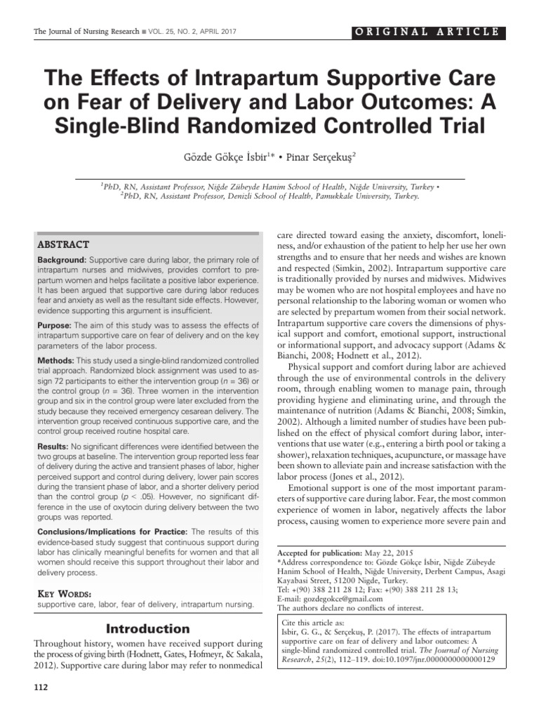 The Effects of Intrapartum Supportive Care On Fear.6 | PDF | Childbirth ...
