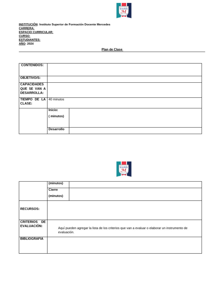Formato para Plan de Clases | PDF
