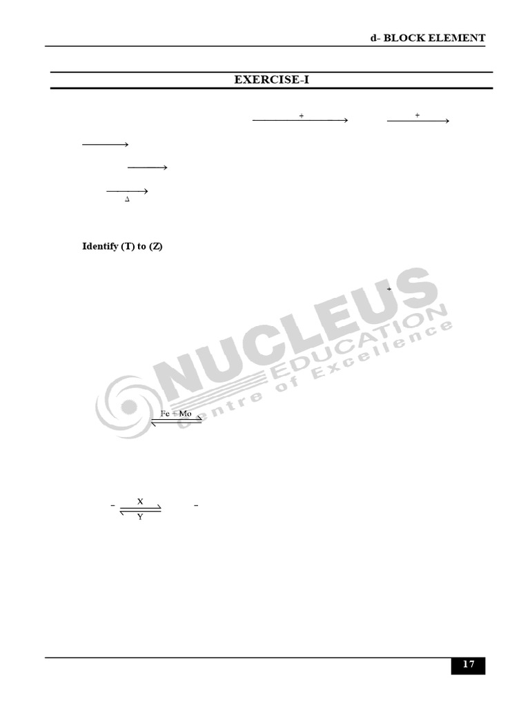 d-Block Elements: Key Concepts and Questions | PDF | Transition Metals ...