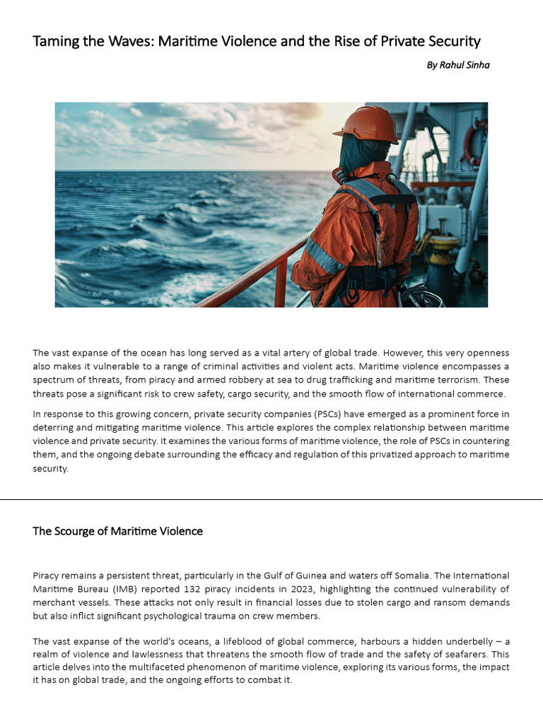 Maritime Violence and The Rise of Private Security | PDF | Piracy ...