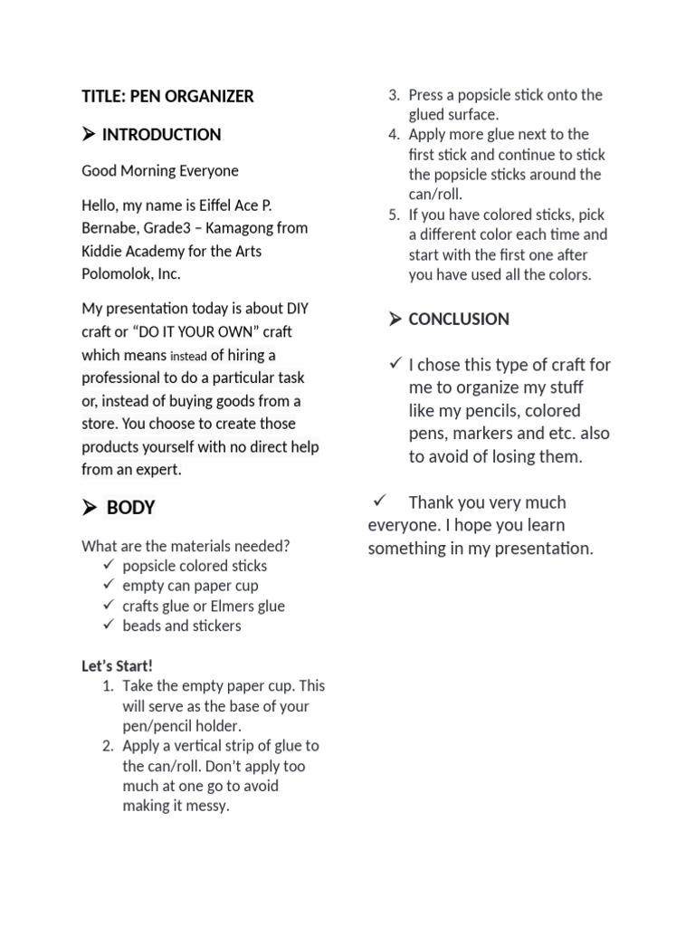 Diy Craft Presentation | PDF
