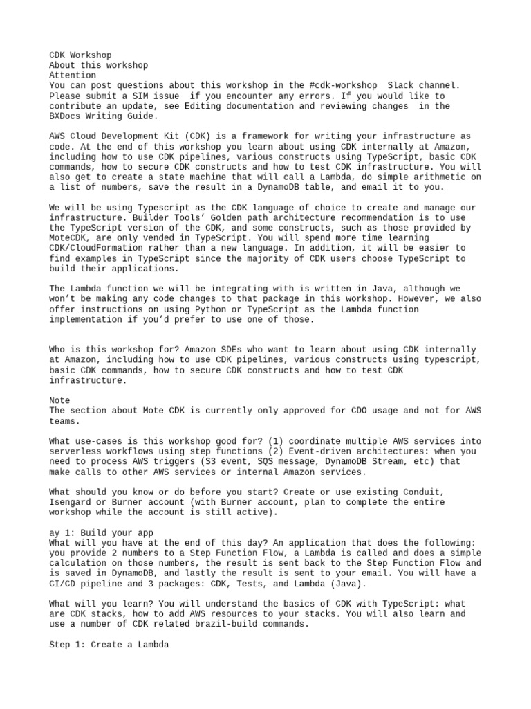 Cdk workshop pdf computer file amazon web services