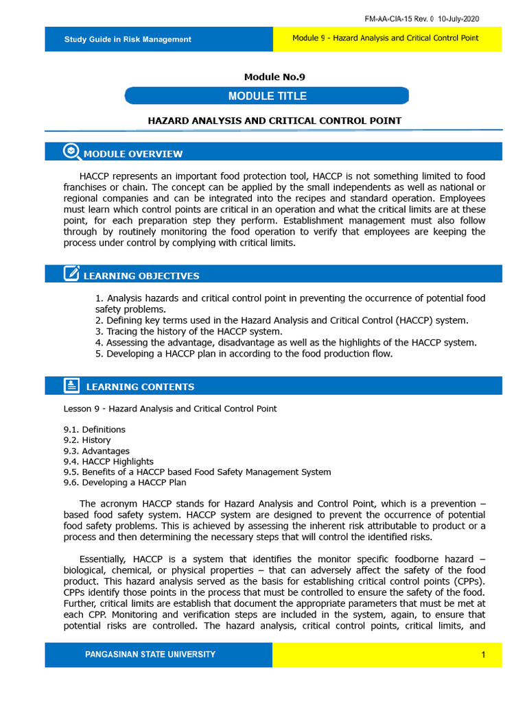 HACCP Overview: Food Safety Essentials | PDF | Hazard Analysis And ...