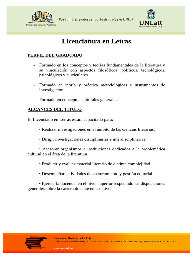 Licenciatura en Letras | PDF