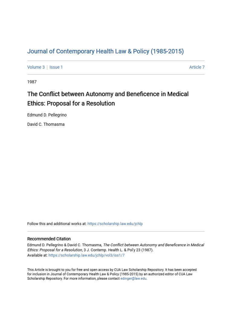 Autonomy vs. Beneficence in Medical Ethics | PDF | Autonomy | Medical ...