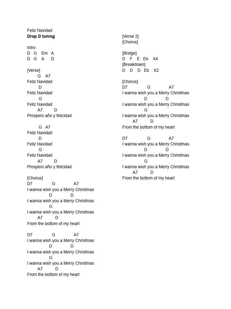 Feliz Navidad Chords and Lyrics | PDF | Christmas Music | Singles (Music)