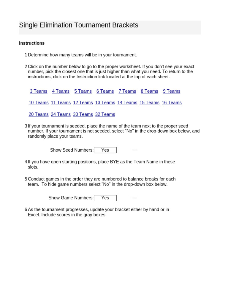 Tournament Bracket Setup Guide | PDF | Tournament | Sports Competitions