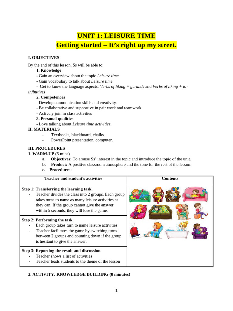 Understanding Leisure Time Activities | PDF | Vocabulary | Learning