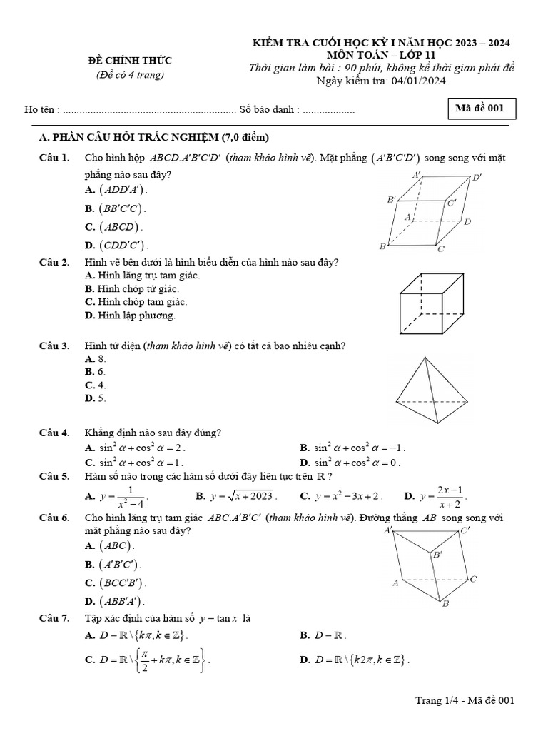 Extracted Pages From de Kiem Tra Cuoi Hoc Ky 1 Toan 11 Nam 2023 2024 So ...