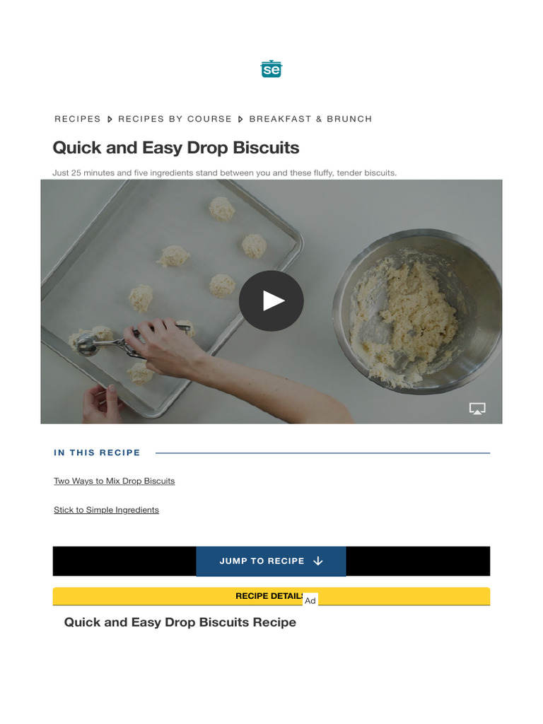 Quick Drop Biscuits Recipe in 25 Minutes | PDF | Baking | Biscuit