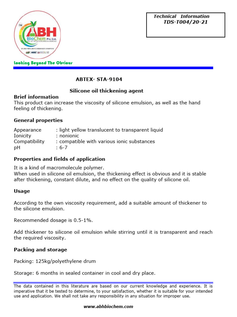 Silicone Thickener Agent | PDF