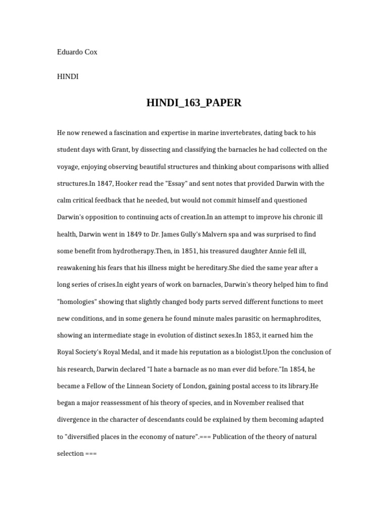 hindi-163-paper-pdf-charles-darwin-biological-evolution
