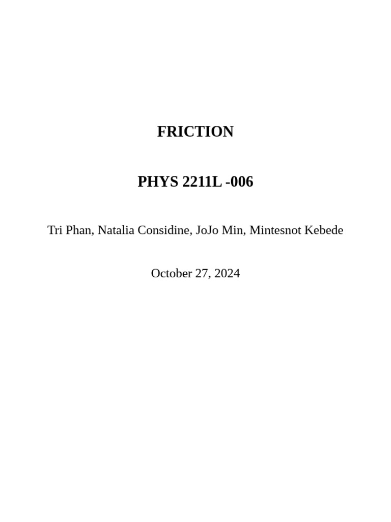 Group 3 formal report pdf friction force