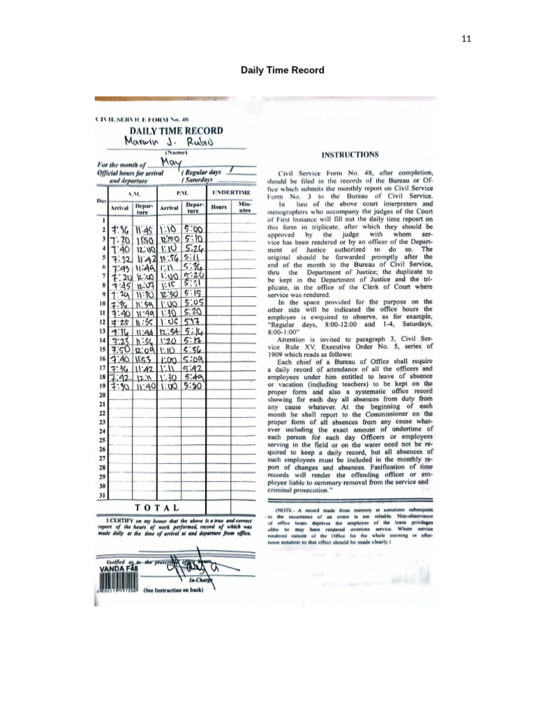 @daily Time Record | PDF