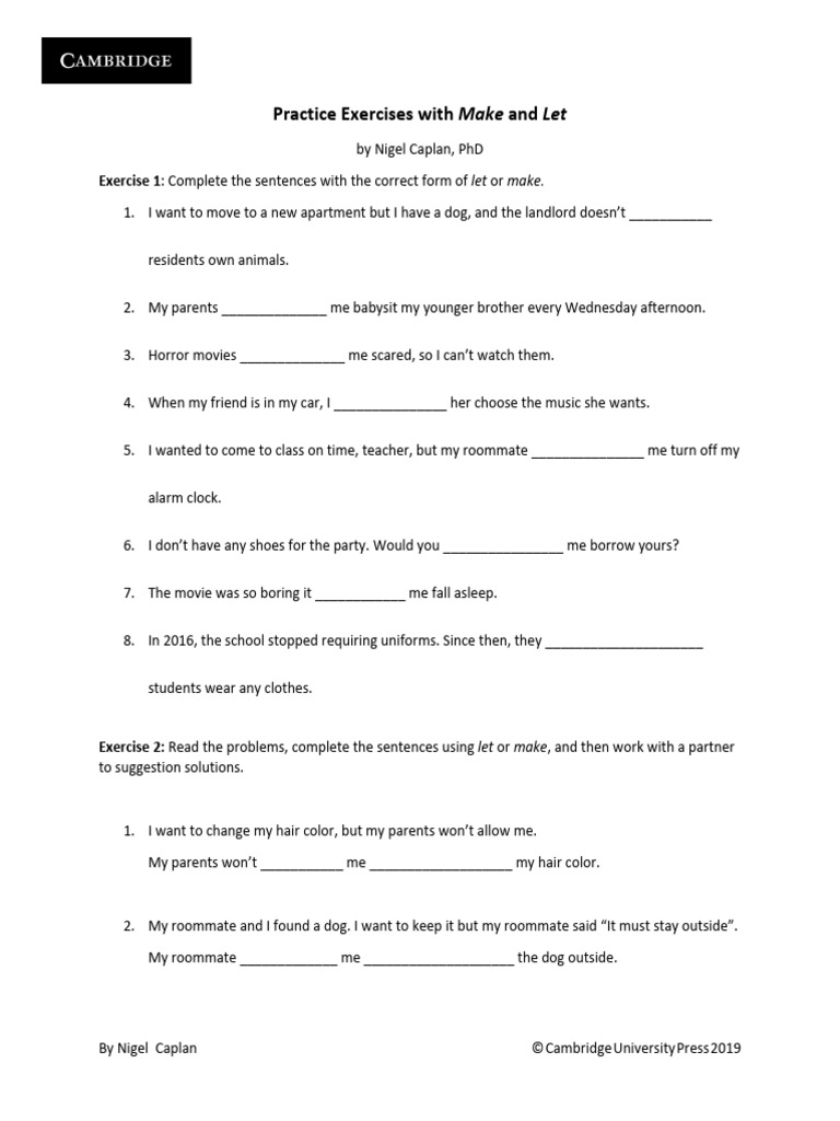 Practice Exercises for 