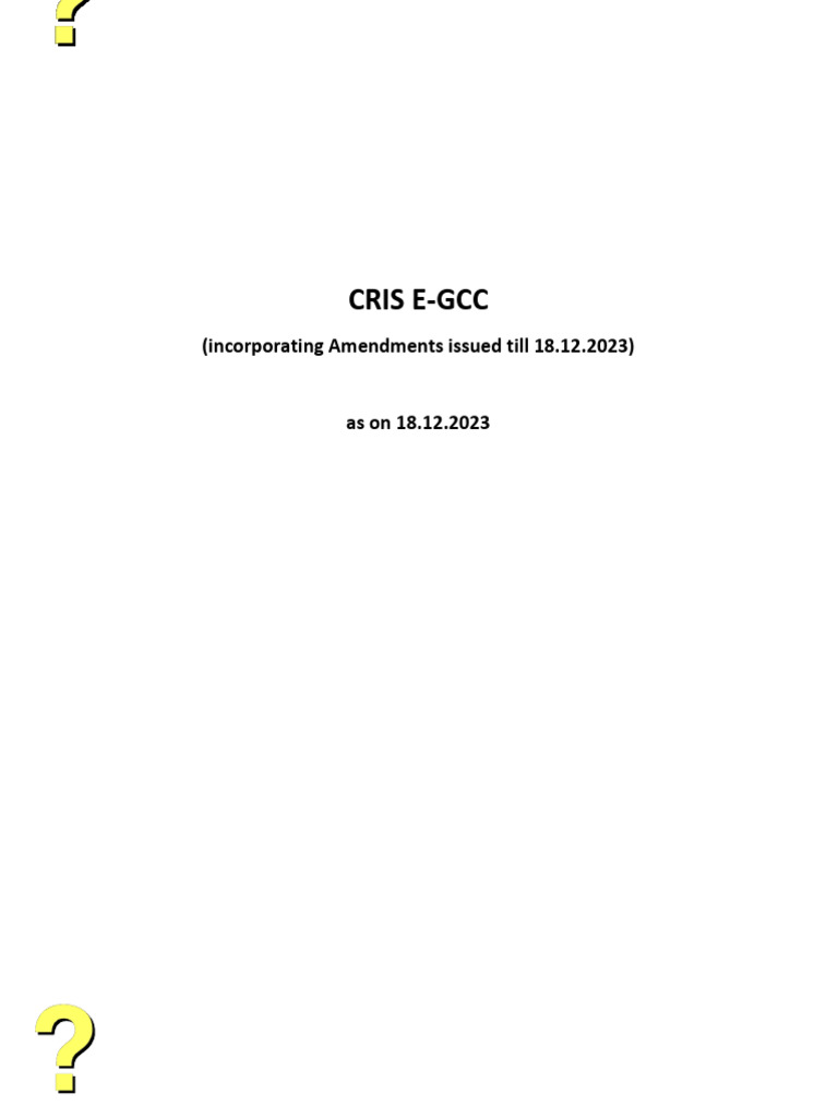 CRIS E-GCC Amendments Summary 2023 | PDF | Indemnity | Specification ...