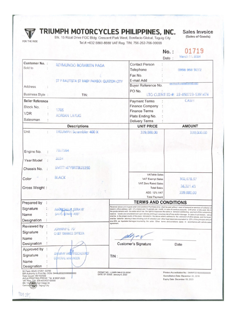 Triumph Motorcycles Philippines, Inc. | PDF