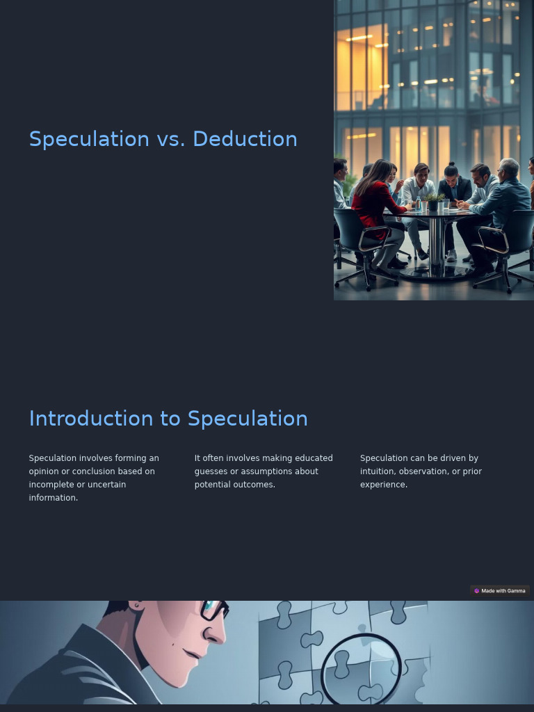 Speculation vs. Deduction Explained | PDF | Deductive Reasoning | Reason