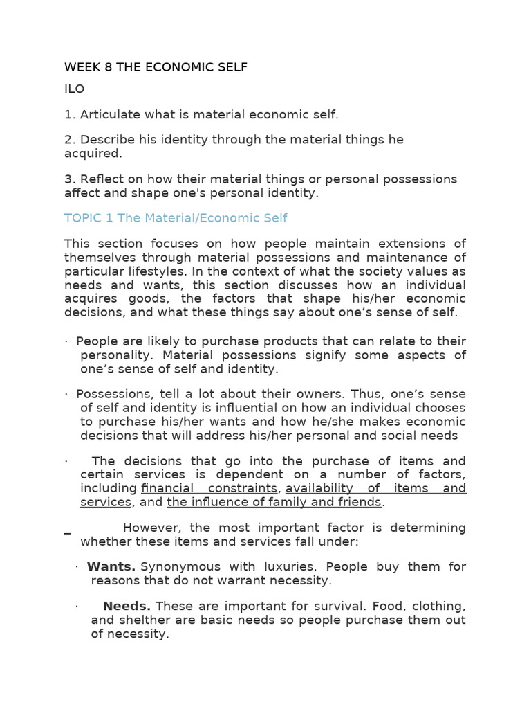 Understanding the Material Economic Self | PDF | Consumerism | Identity ...