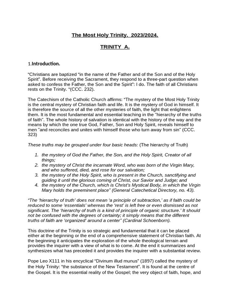Understanding the Holy Trinity in Faith | PDF | God The Father | Trinity