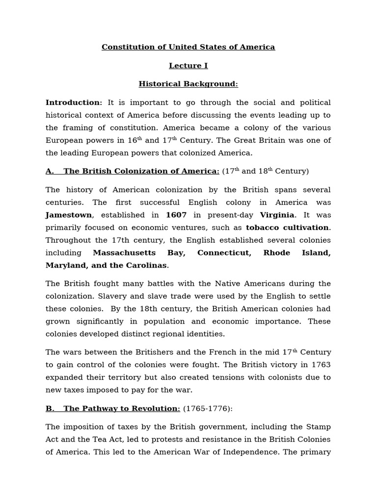 Historical Context of U.S. Constitution | PDF | Thirteen Colonies | The ...