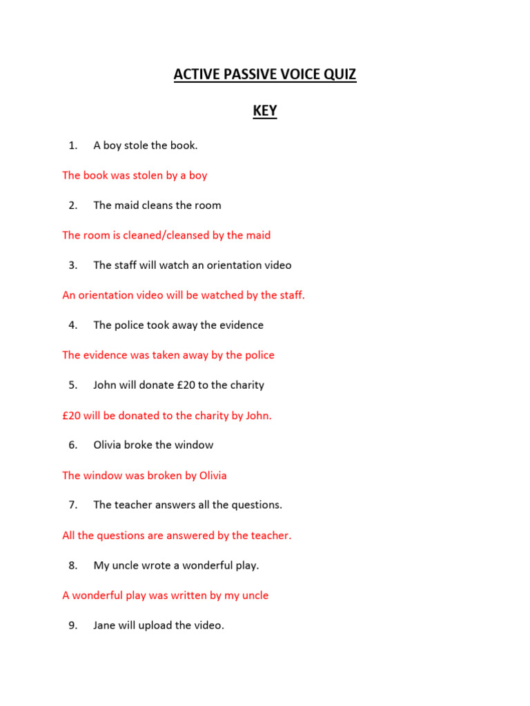 Active and Passive Voice Quiz | PDF